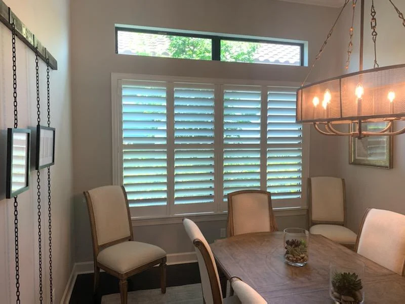 Close detail of plantation shutter louvers