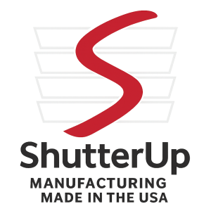 ShutterUp logo, USA manufacturing emphasis.
